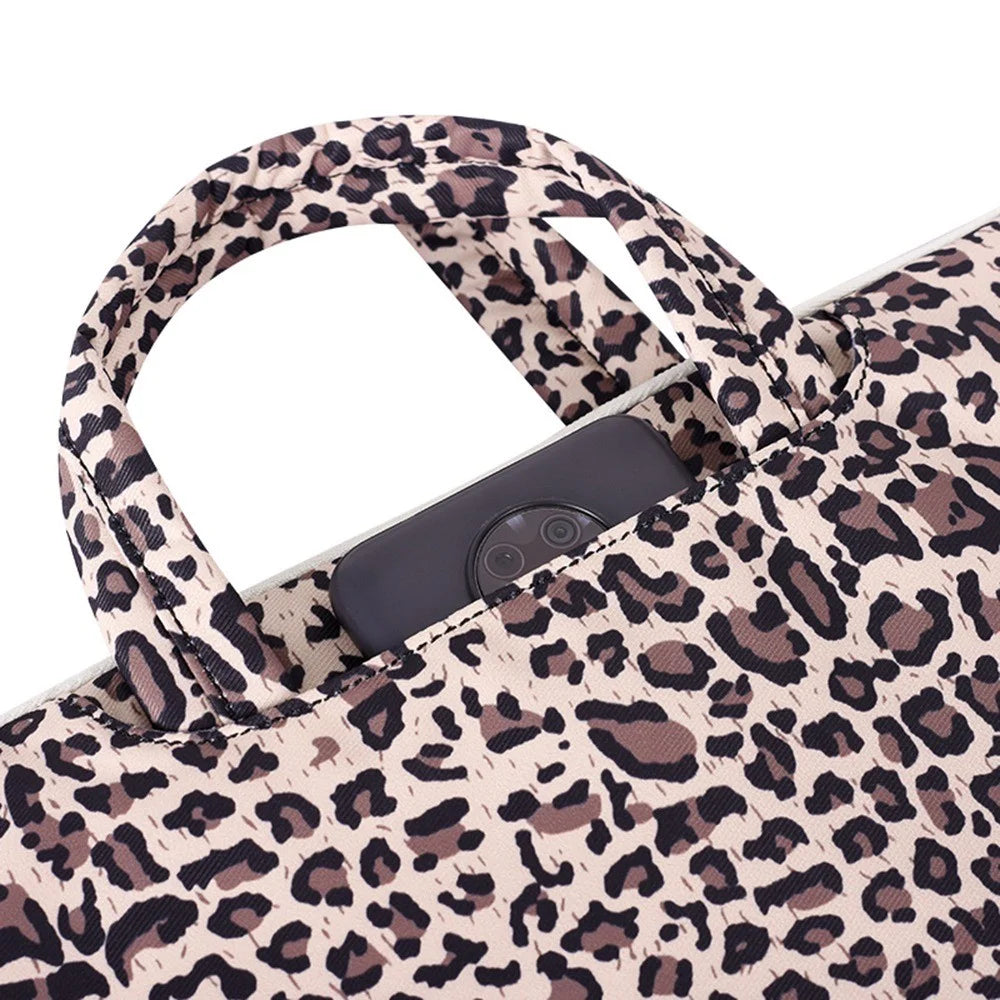 CANVASARTISAN H31-B01 13" Leopard Printing Pattern Laptop Sleeve Zipper Closure Sturdy Handle Notebook Computer Cover Bag - Pink - 5