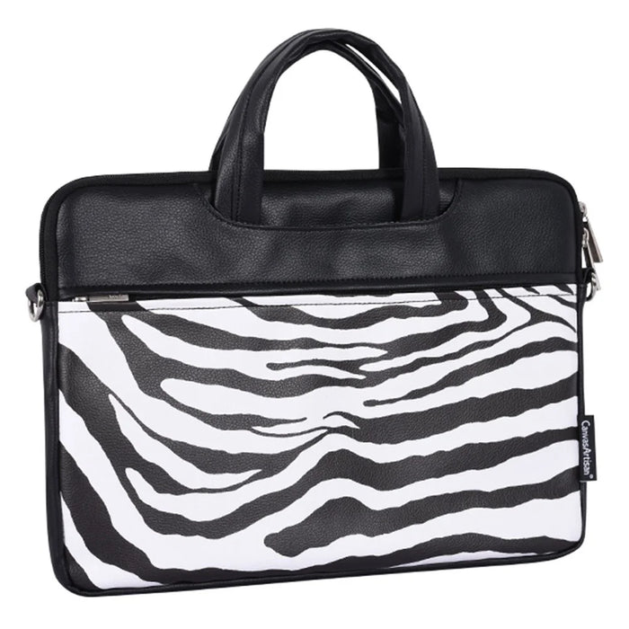 CANVASARTISAN G33-C24 13 inch Laptop Shoulder Bag for MacBook PU Leather Zebra Pattern Zipper Pocket Notebook Computer Pouch Sleeve - 3