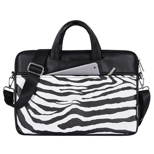 CANVASARTISAN G33-C24 14 inch Laptop Sleeve Bag for MacBook MateBook D Zebra Pattern PU Leather Zipper Pocket Notebook Computer Carrying Bag Messenger Bag - 1