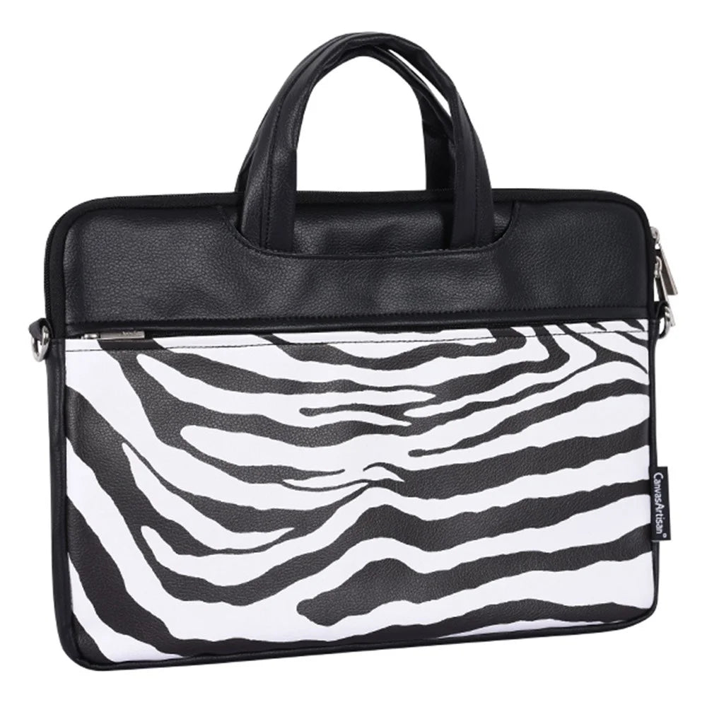 CANVASARTISAN G33-C24 15 inch PU Leather Laptop Hand Bag for Mi Game Zebra Pattern Zipper Pocket Notebook Computer Pouch Soft Lining Sleeve Case - 3