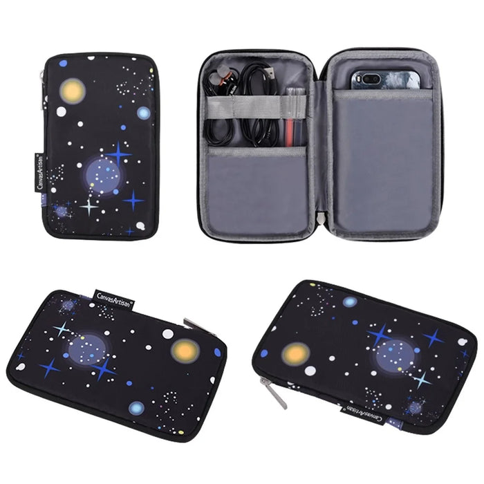 CANVASARTISAN H16-T0121 2Pcs/Set 14-inch Notebook Carrying Bag with Small Bag Starry Sky Pattern Anti-collision PU Laptop Sleeve - 5
