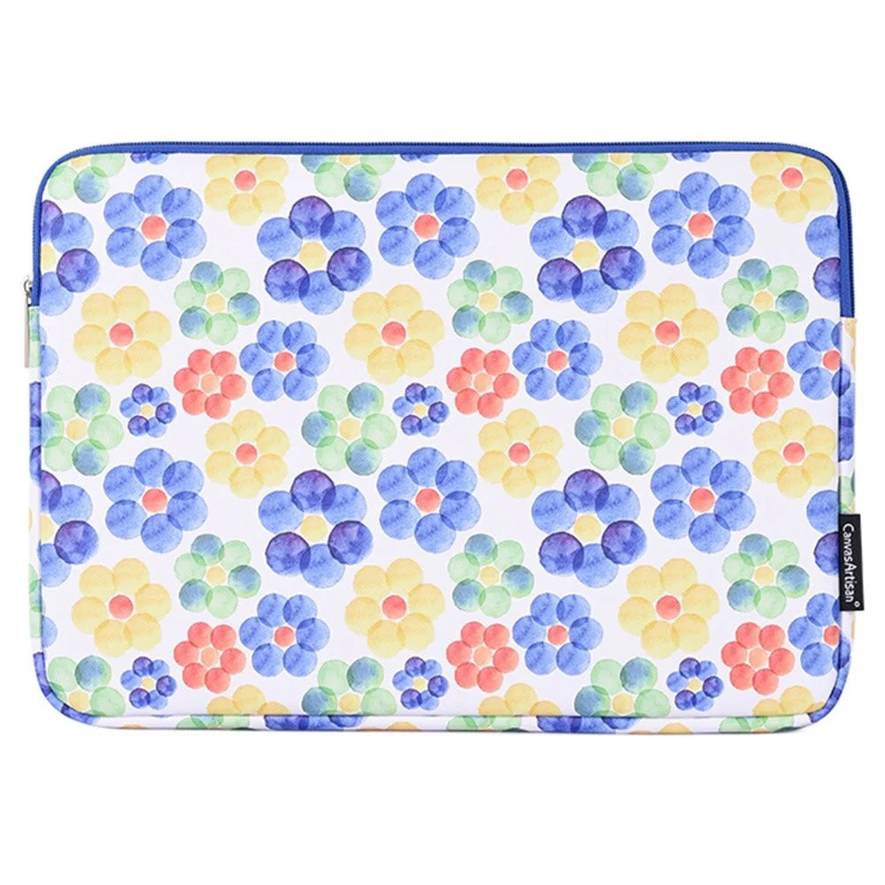 CANVASARTISAN G51-T0121 Big Flower Watercolor Painting 11-inch Laptop PU Protective Sleeve Zipper Bag + Small Bag Set - 3