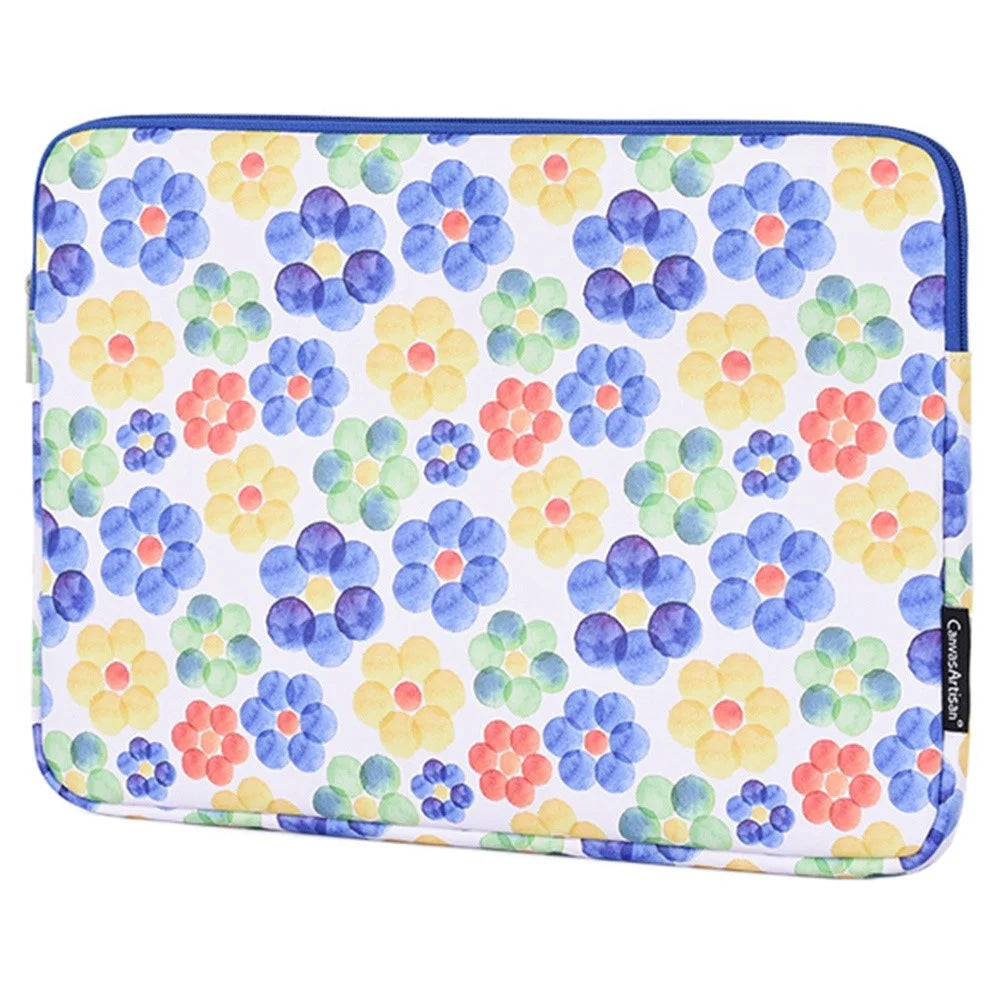 CANVASARTISAN G51-T0121 2Pcs/Set 14-inch Notebook Carrying Bag with Small Bag Big Flower Watercolor Painting Ultra Thin PU Laptop Sleeve - 4
