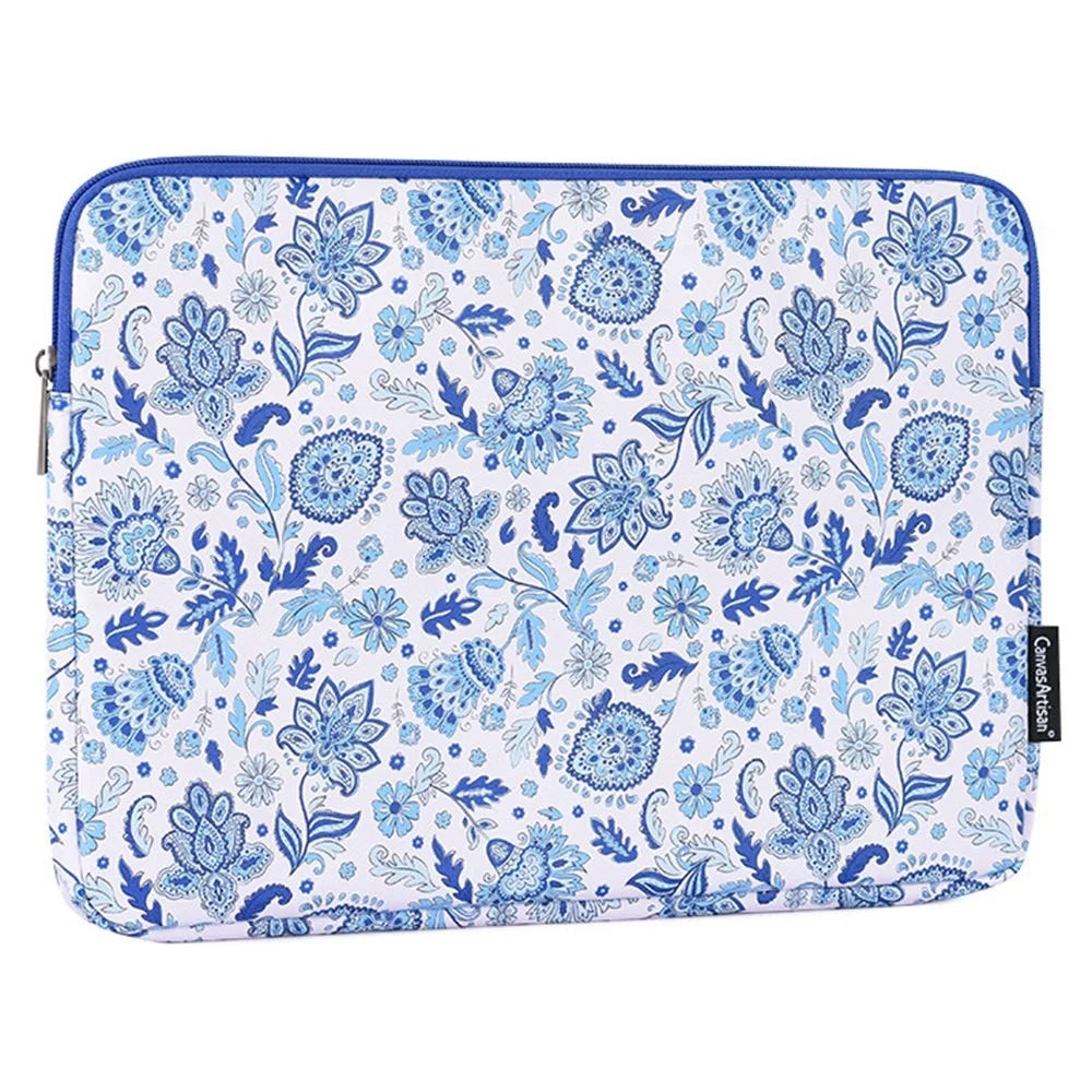 CANVASARTISAN G54-01 Anti-scratch Portable Carry Case for 14-inch Laptops Shockproof Sleeve Bag PU Leather Flower Pattern Printed Storage Bag - 4