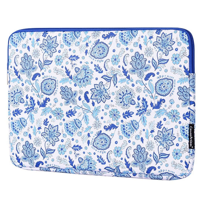 CANVASARTISAN G54-01 Flower Pattern Printed Anti-drop Sleeve Bag for 11-inch Laptops Portable PU Leather Carry Case Shockproof Storage Bag - 3