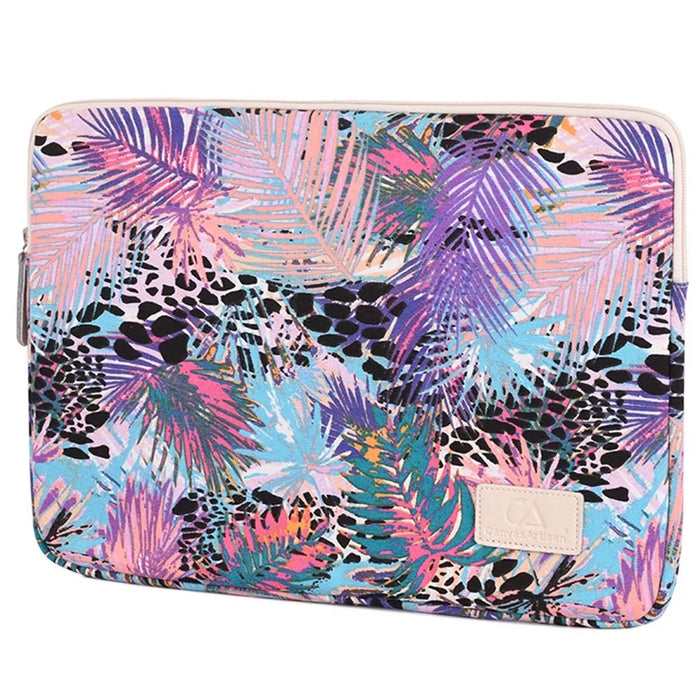 CANVASARTISAN T50 Portable Sleeve Bag for 12-inch Laptops Shockproof Carry Case Leaves Pattern Printed Slim Canvas Bag - 3