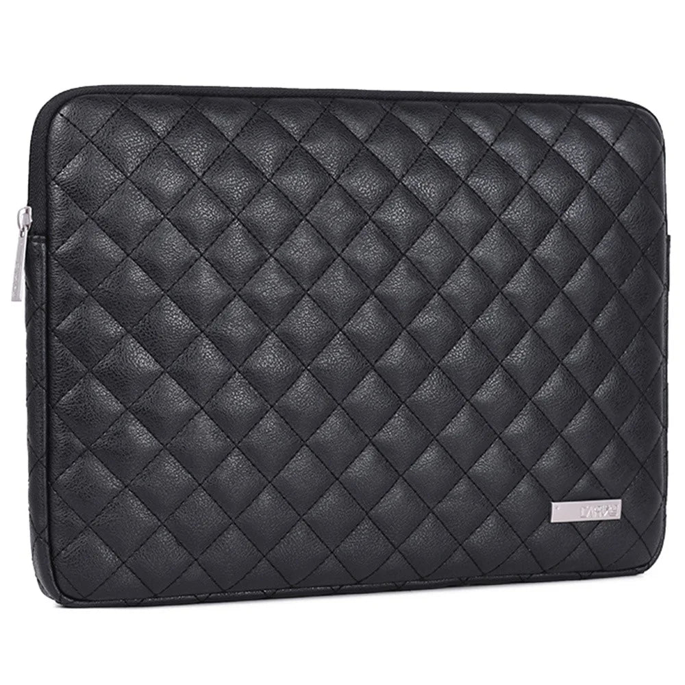 CANVASARTISAN L19-T0421 Litchi Texture Rhombus Pattern Sleeve Bag for 15 inch Laptops Portable Carry Case with Small Bag Anti-Scratch Slim Case - Black - 3