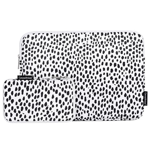 CANVASARTISAN H36-T0121 for 12-inch Notebook Cow Grain Patterned Shock-Absorbed Laptop Protective Sleeve Bag with Small Bag for Extra Storage - 1