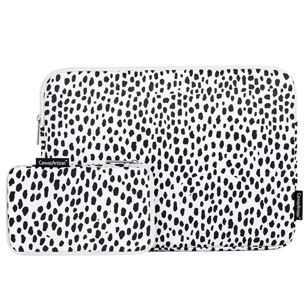 CANVASARTISAN H36-T0121 for 13-inch Notebook Polyester Surface Cow Grain Patterned Laptop Protective Sleeve Bag with Small Bag Storage Bag Set Laptop Accessory - 1