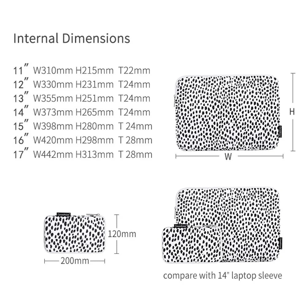 CANVASARTISAN H36-T0121 for 13-inch Notebook Polyester Surface Cow Grain Patterned Laptop Protective Sleeve Bag with Small Bag Storage Bag Set Laptop Accessory - 5