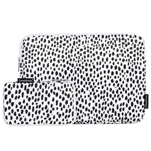 CANVASARTISAN H36-T0121 for 14-inch Notebook Cow Grain Patterned Laptop Zippered Protective Bag Polyester Case with Small Bag Set - 1