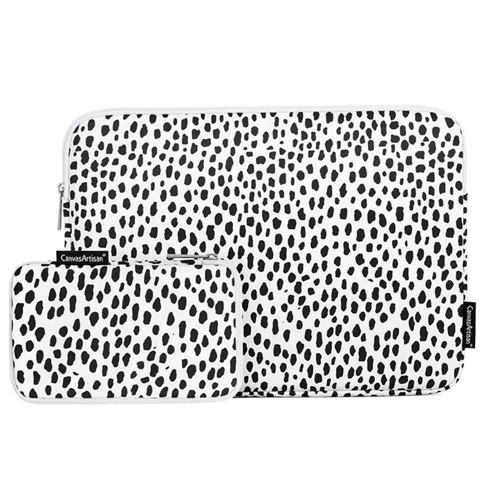CANVASARTISAN H36-T0121 for 14-inch Notebook Cow Grain Patterned Laptop Zippered Protective Bag Polyester Case with Small Bag Set - 1