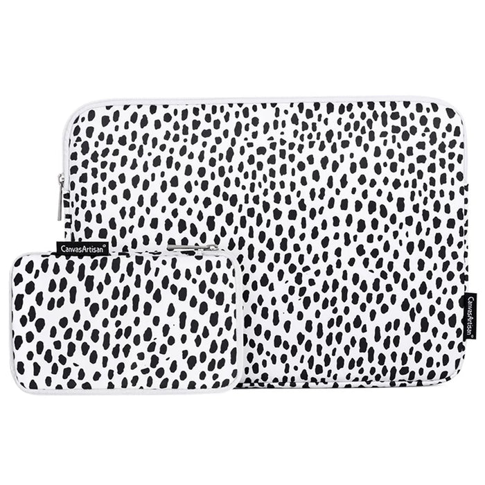 CANVASARTISAN H36-T0121 for 15-inch Notebook Cow Grain Patterned Laptop Zippered Protective Bag Polyester Case with Small Bag Set - 1