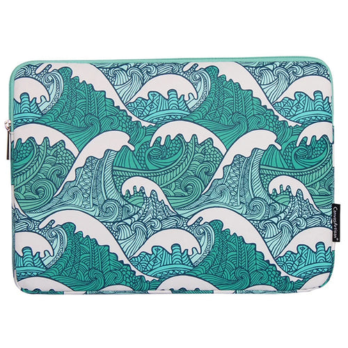 CANVASARTISAN H3-04 Green Wave Pattern Portable Laptop Sleeve Zipper Protective Bag for 11-inch Notebook - 1