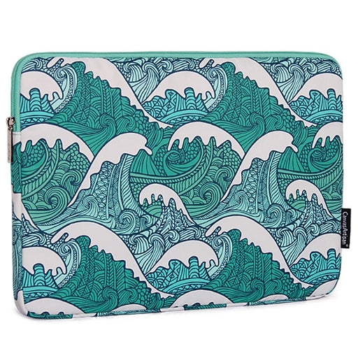 CANVASARTISAN H3-04 Notebook Sleeve for 13-inch Laptop Green Wave Pattern Shockproof Liner Bag Zipper Case - 2