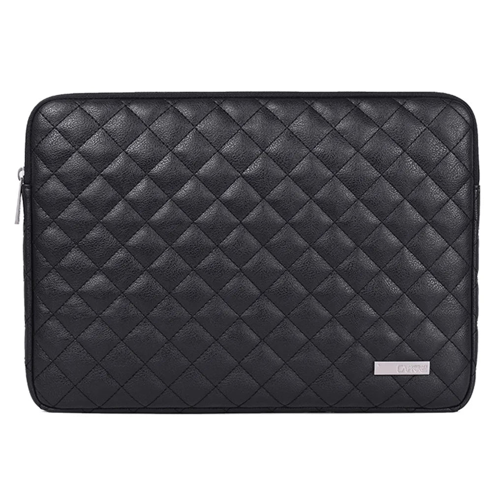 CANVASARTISAN L19-04 Rhombus Texture Laptop Sleeve Portable PU Protective Bag for 11-inch Notebook - Black - 1