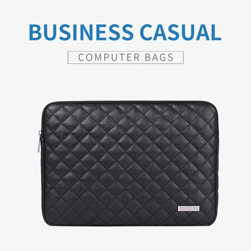 CANVASARTISAN L19-04 Rhombus Texture Laptop Sleeve Portable PU Protective Bag for 11-inch Notebook - Black - 2