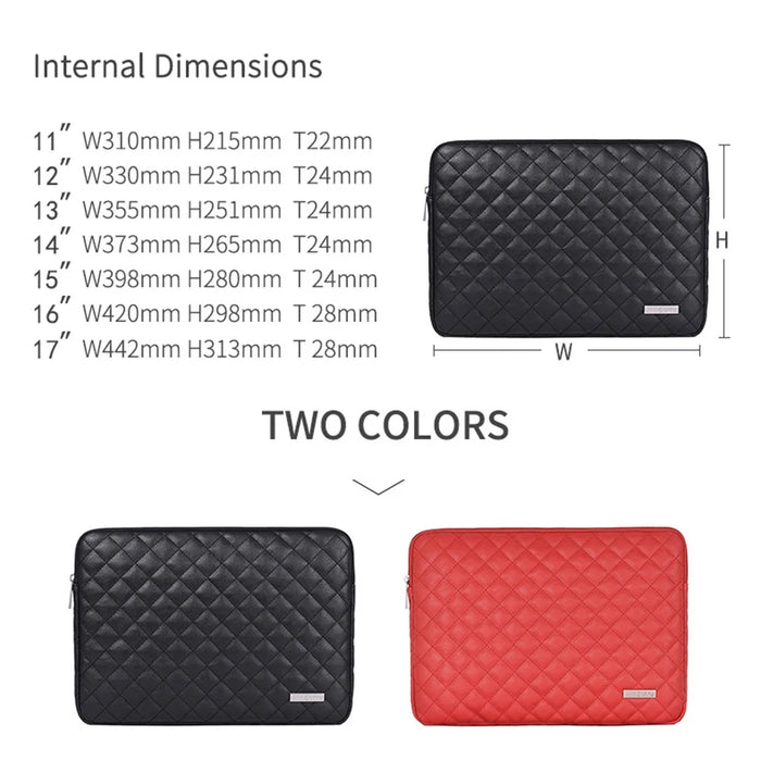 CANVASARTISAN L19-04 Rhombus Texture Laptop Sleeve Portable PU Protective Bag for 11-inch Notebook - Black - 7