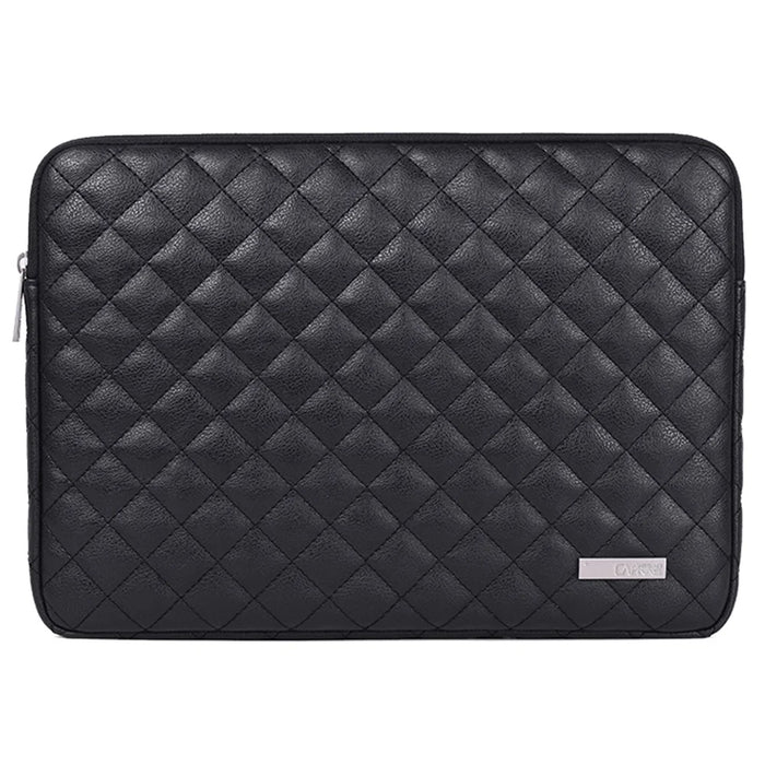 CANVASARTISAN L19-04 12-inch Rhombus Texture Notebook Zipper Bag Waterproof PU Laptop Sleeve - Black - 1