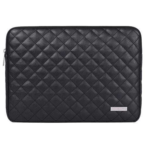 CANVASARTISAN L19-04 for 13-inch Notebook Sleeve Rhombus Texture Laptop Bag Shockproof Zipper Case - Black - 1
