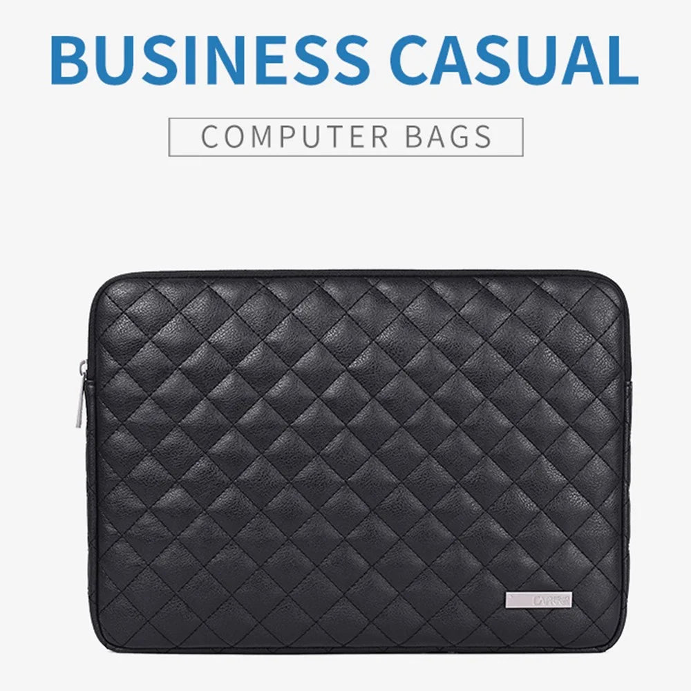 CANVASARTISAN L19-04 for 13-inch Notebook Sleeve Rhombus Texture Laptop Bag Shockproof Zipper Case - Black - 2