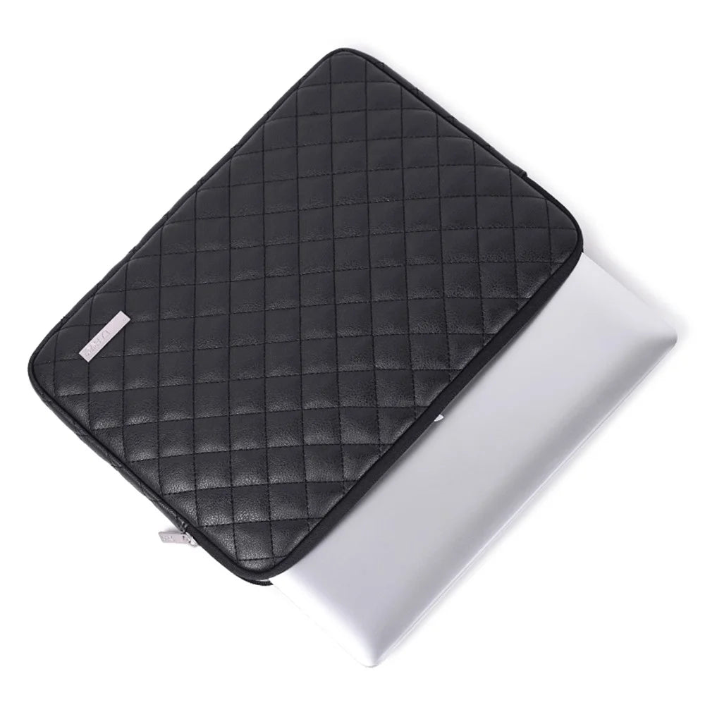 CANVASARTISAN L19-04 for 13-inch Notebook Sleeve Rhombus Texture Laptop Bag Shockproof Zipper Case - Black - 7