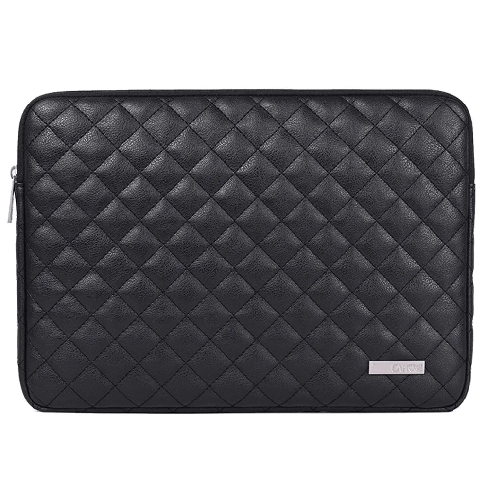CANVASARTISAN L19-04 14-inch Rhombus Texture Notebook Carrying Bag Business Style PU Laptop Sleeve - Black - 1
