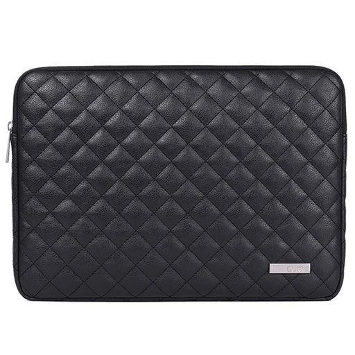 CANVASARTISAN L19-04 14-inch Rhombus Texture Notebook Carrying Bag Business Style PU Laptop Sleeve - Black - 1