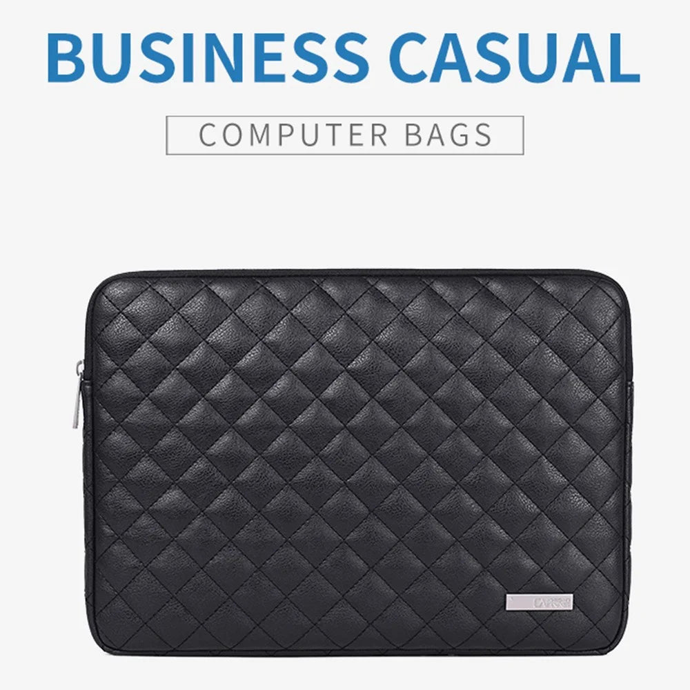 CANVASARTISAN L19-04 14-inch Rhombus Texture Notebook Carrying Bag Business Style PU Laptop Sleeve - Black - 2