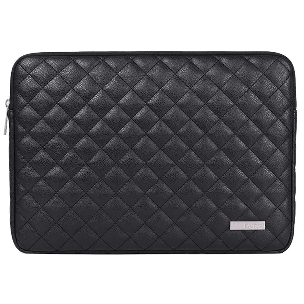 CANVASARTISAN L19-04 Rhombus Texture 15-inch Notebook Laptop Sleeve Cover PU Protective Case - Black - 1