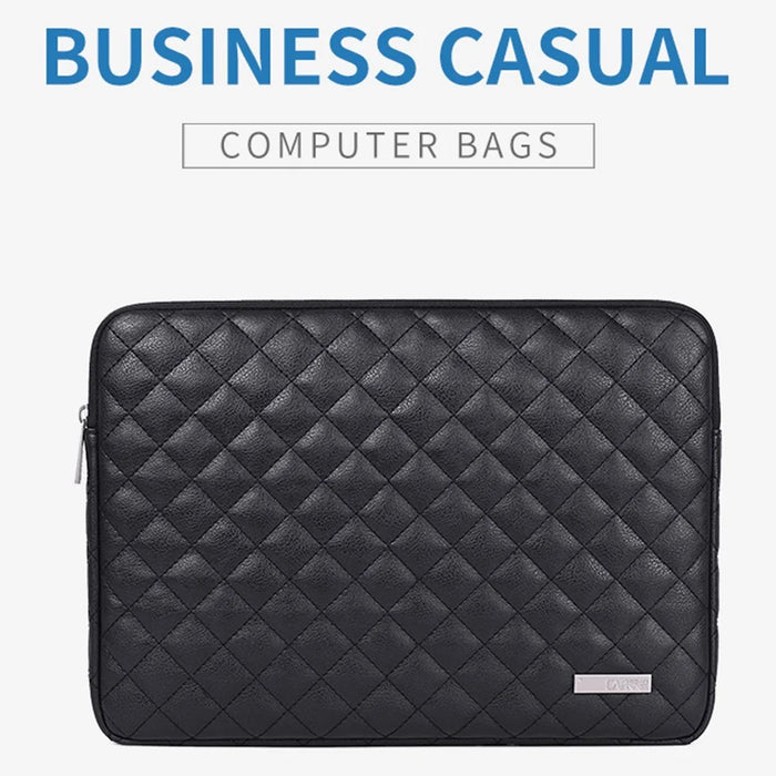 CANVASARTISAN L19-04 Rhombus Texture 15-inch Notebook Laptop Sleeve Cover PU Protective Case - Black - 2