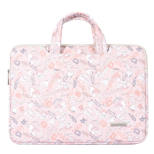 CANVASARTISAN G4-B01 for 11-inch Notebook Flowers/Leaves Patterned PU Leather Laptop Protective Bag Slim Briefcase Handle Bag - 1