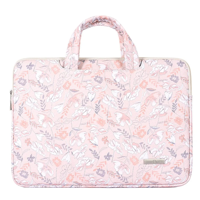 CANVASARTISAN G4-B01 for 11-inch Notebook Flowers/Leaves Patterned PU Leather Laptop Protective Bag Slim Briefcase Handle Bag - 1