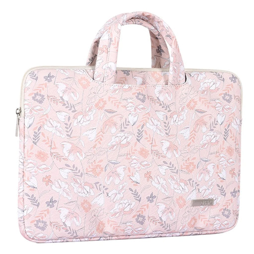 CANVASARTISAN G4-B01 for 11-inch Notebook Flowers/Leaves Patterned PU Leather Laptop Protective Bag Slim Briefcase Handle Bag - 2