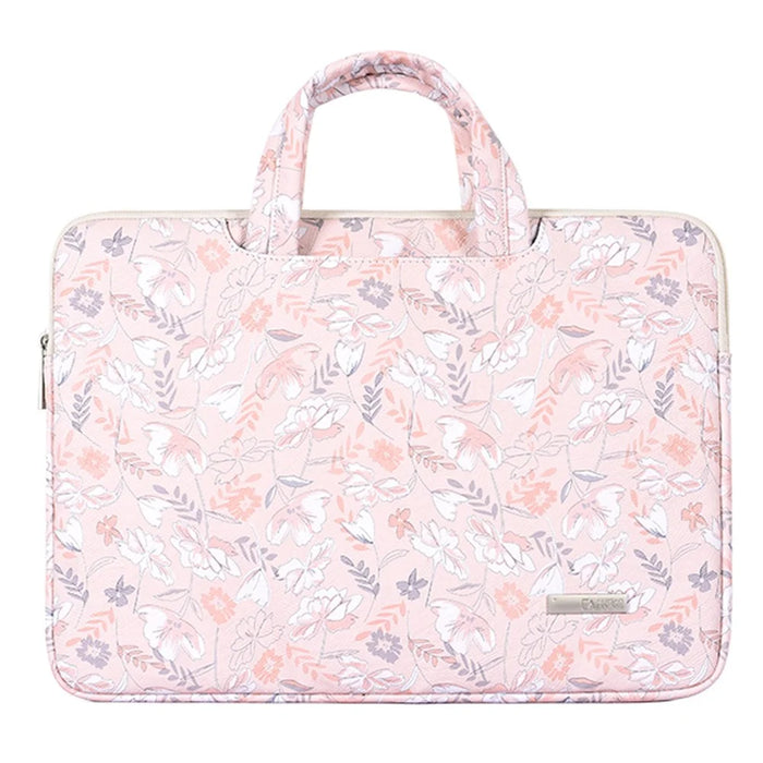 CANVASARTISAN G4-B01 for 12-inch Notebook Flowers/Leaves Patterned Handheld PU Leather Laptop Briefcase Protective Sleeve Bag Handle Bag - 1