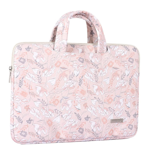 CANVASARTISAN G4-B01 for 12-inch Notebook Flowers/Leaves Patterned Handheld PU Leather Laptop Briefcase Protective Sleeve Bag Handle Bag - 2