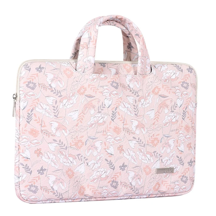 CANVASARTISAN G4-B01 for 12-inch Notebook Flowers/Leaves Patterned Handheld PU Leather Laptop Briefcase Protective Sleeve Bag Handle Bag - 2