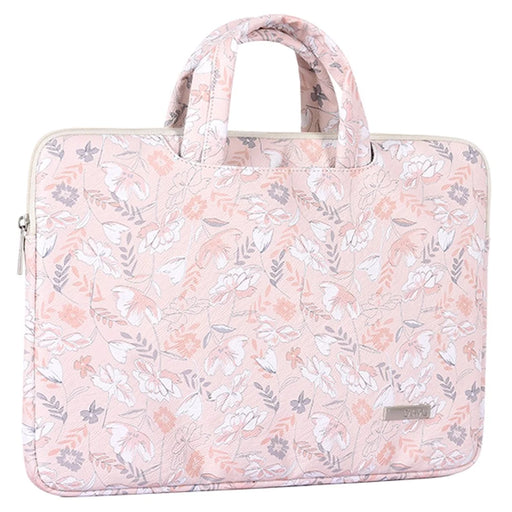 CANVASARTISAN G4-B01 for 13-inch Notebook Flowers/Leaves Patterned PU Leather Laptop Protective Carrying Case Handle Briefcase Bag - 2