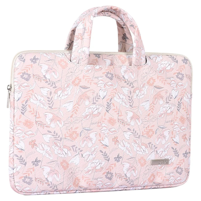 CANVASARTISAN G4-B01 for 13-inch Notebook Flowers/Leaves Patterned PU Leather Laptop Protective Carrying Case Handle Briefcase Bag - 2