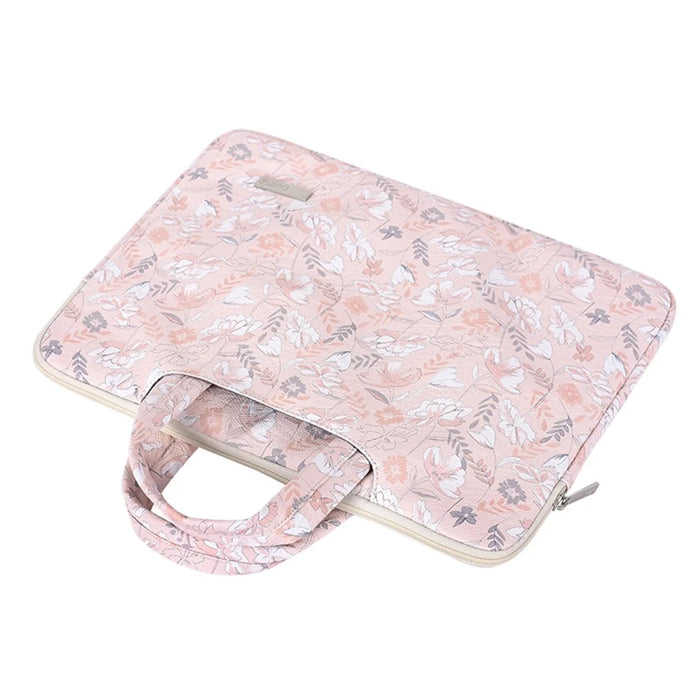 CANVASARTISAN G4-B01 for 13-inch Notebook Flowers/Leaves Patterned PU Leather Laptop Protective Carrying Case Handle Briefcase Bag - 4