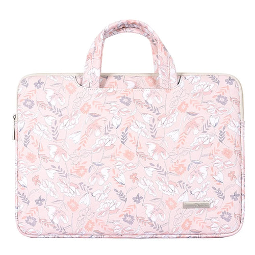 CANVASARTISAN G4-B01 for 15-inch Notebook Flowers/Leaves Patterned Shock-Absorbed PU Leather Laptop Protective Handheld Handle Briefcase Carrying Case - 1