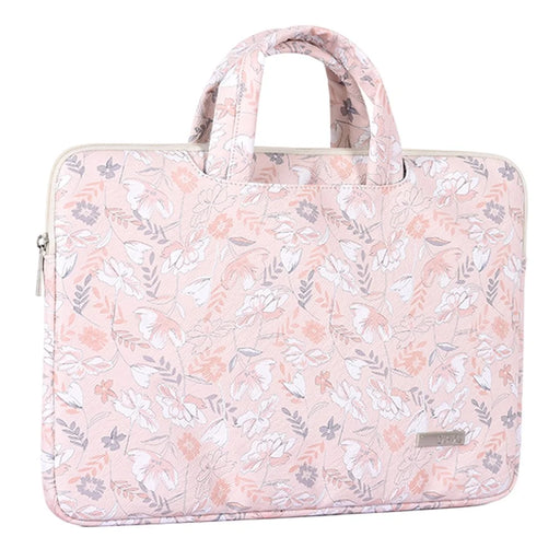 CANVASARTISAN G4-B01 for 15-inch Notebook Flowers/Leaves Patterned Shock-Absorbed PU Leather Laptop Protective Handheld Handle Briefcase Carrying Case - 2