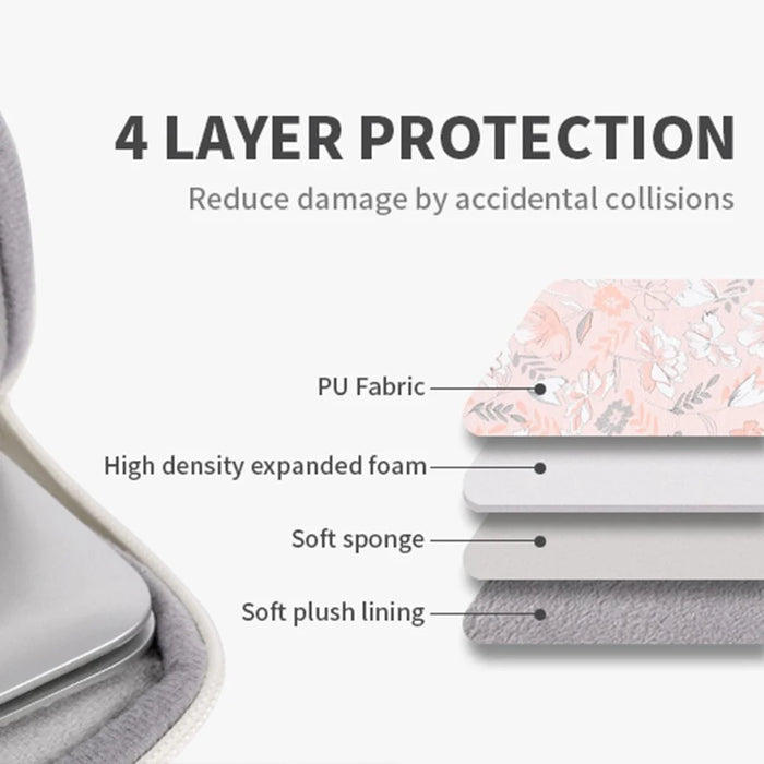 CANVASARTISAN G4-B01 for 15-inch Notebook Flowers/Leaves Patterned Shock-Absorbed PU Leather Laptop Protective Handheld Handle Briefcase Carrying Case - 3
