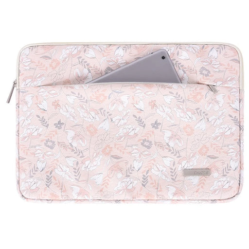 CANVASARTISAN G4-11 Flower Printed PU Leather Sleeve Bag for 12-inch Laptops Portable Carry Case with Outer Pouch Shockproof Storage Bag - 1