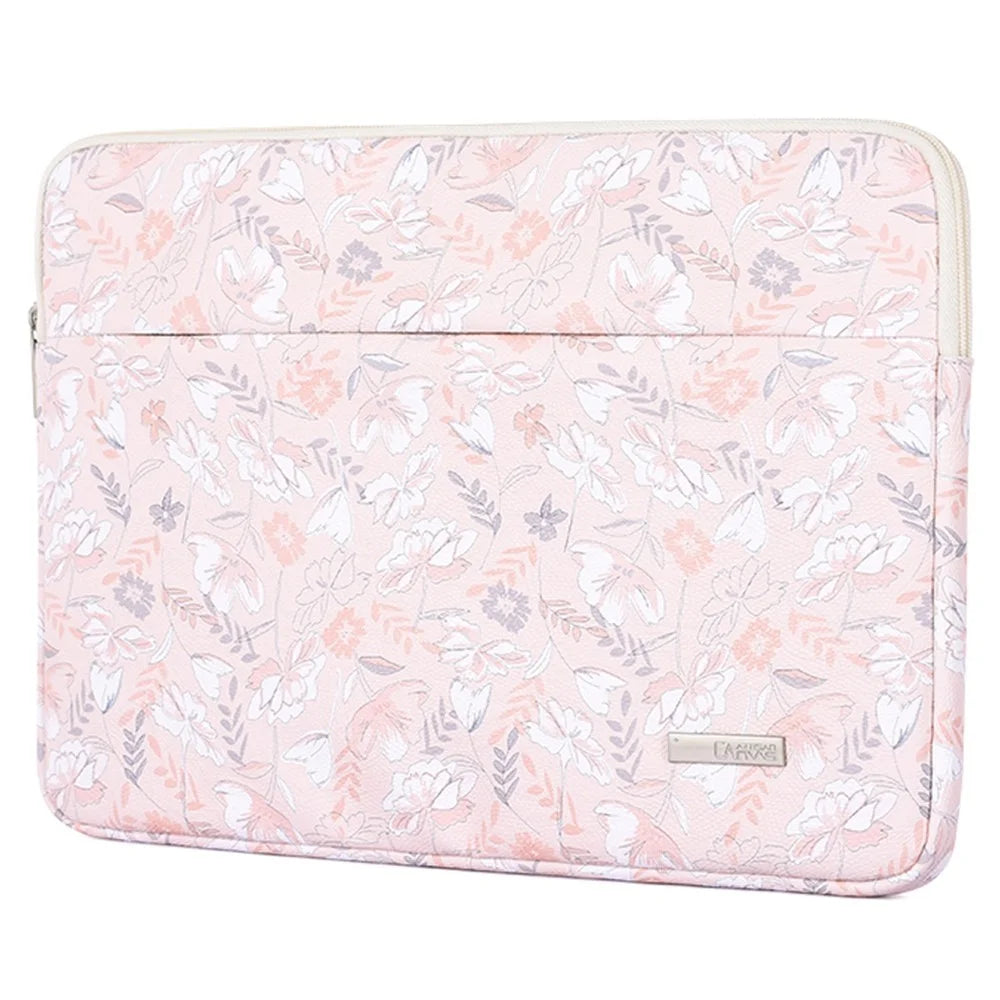 CANVASARTISAN G4-11 Flower Printed PU Leather Sleeve Bag for 12-inch Laptops Portable Carry Case with Outer Pouch Shockproof Storage Bag - 3