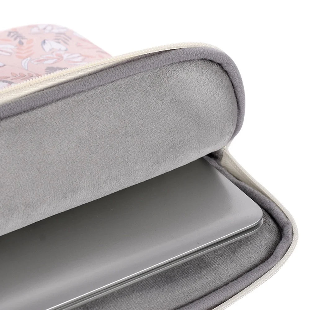 CANVASARTISAN G4-11 Flower Printed PU Leather Sleeve Bag for 12-inch Laptops Portable Carry Case with Outer Pouch Shockproof Storage Bag - 7