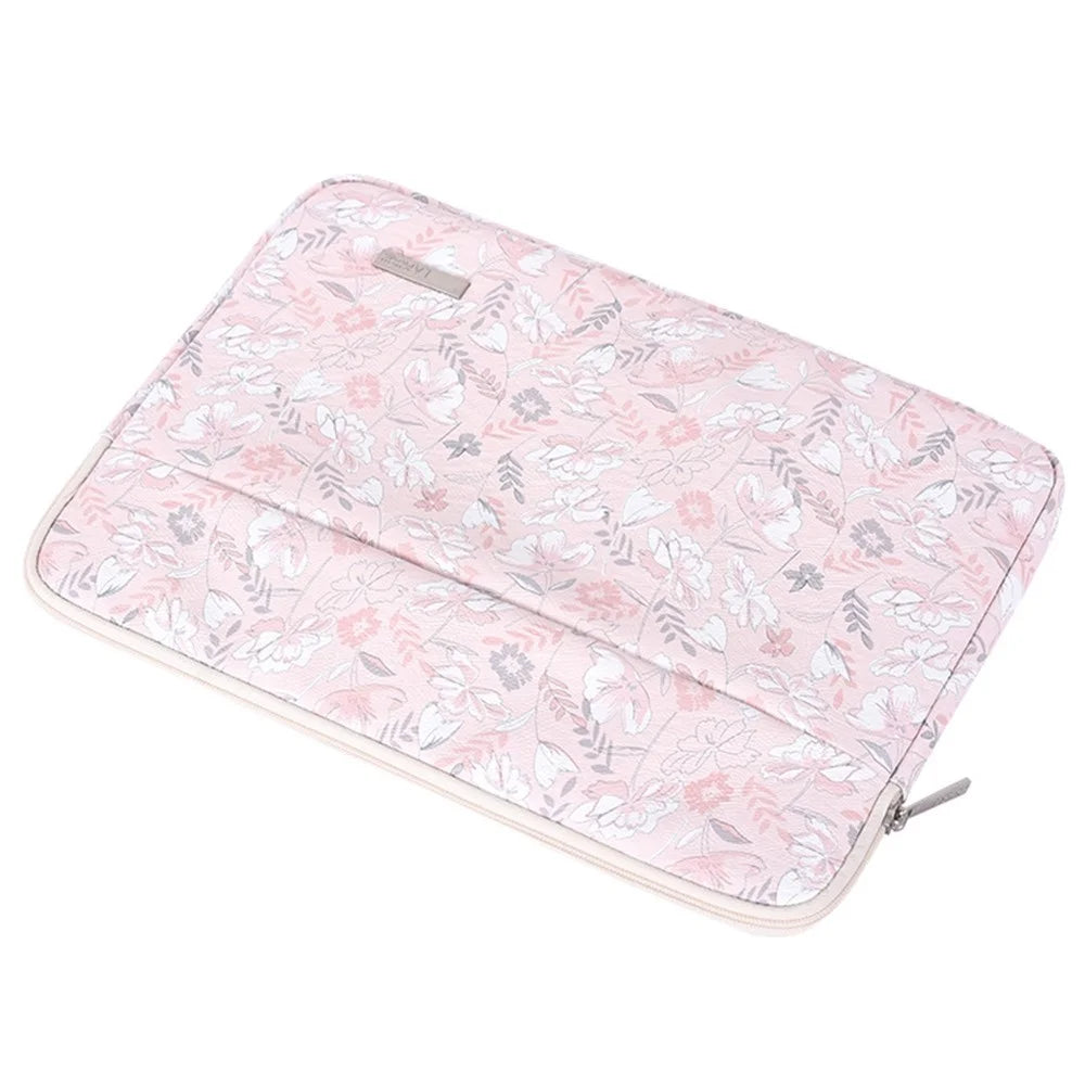 CANVASARTISAN G4-11 Shockproof Portable Carry Case for 15-inch Laptops PU Leather Storage Bag Flower Printed Sleeve Bag with Outer Pouch - 4