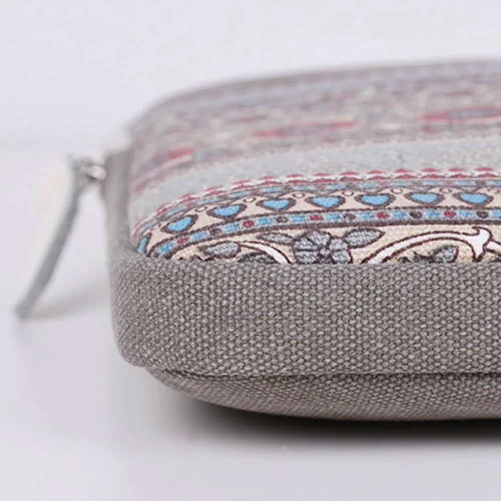 CANVASARTISAN T38-16 National Style Pattern Printed Canvas Bag for 11-inch Laptops Portable Carry Case Shockproof Sleeve Bag - Light Grey - 7