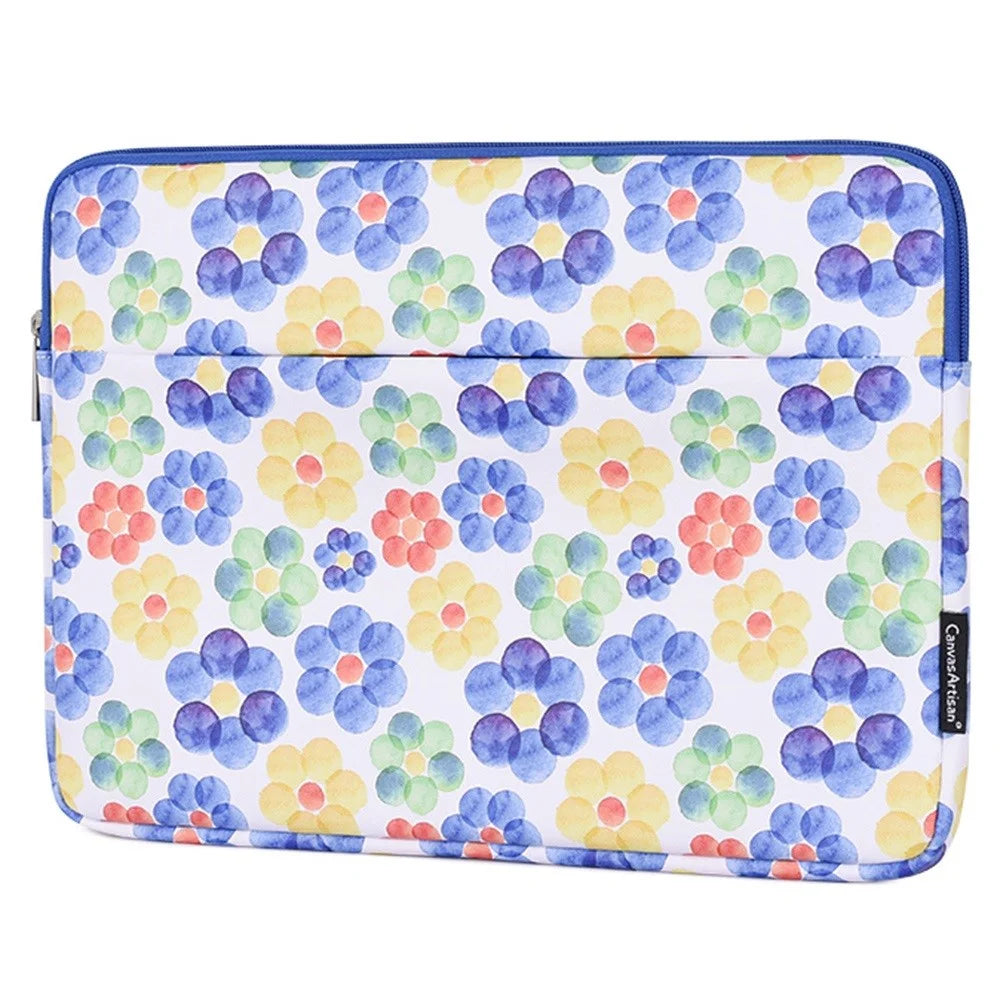 CANVASARTISAN G51-11 13-inch Laptop Zipper Sleeve Bag Stylish Flower Printing PU Leather Notebook Carrying Case - 3