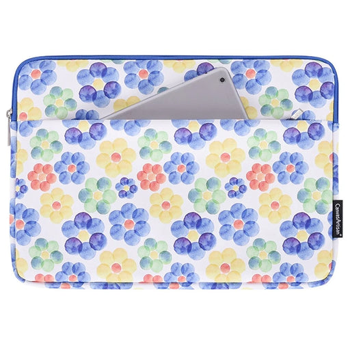 CANVASARTISAN G51-11 PU Leather Laptop Sleeve Bag Flower Pattern Printing 12-inch Notebook Zipper Carrying Pouch - 1